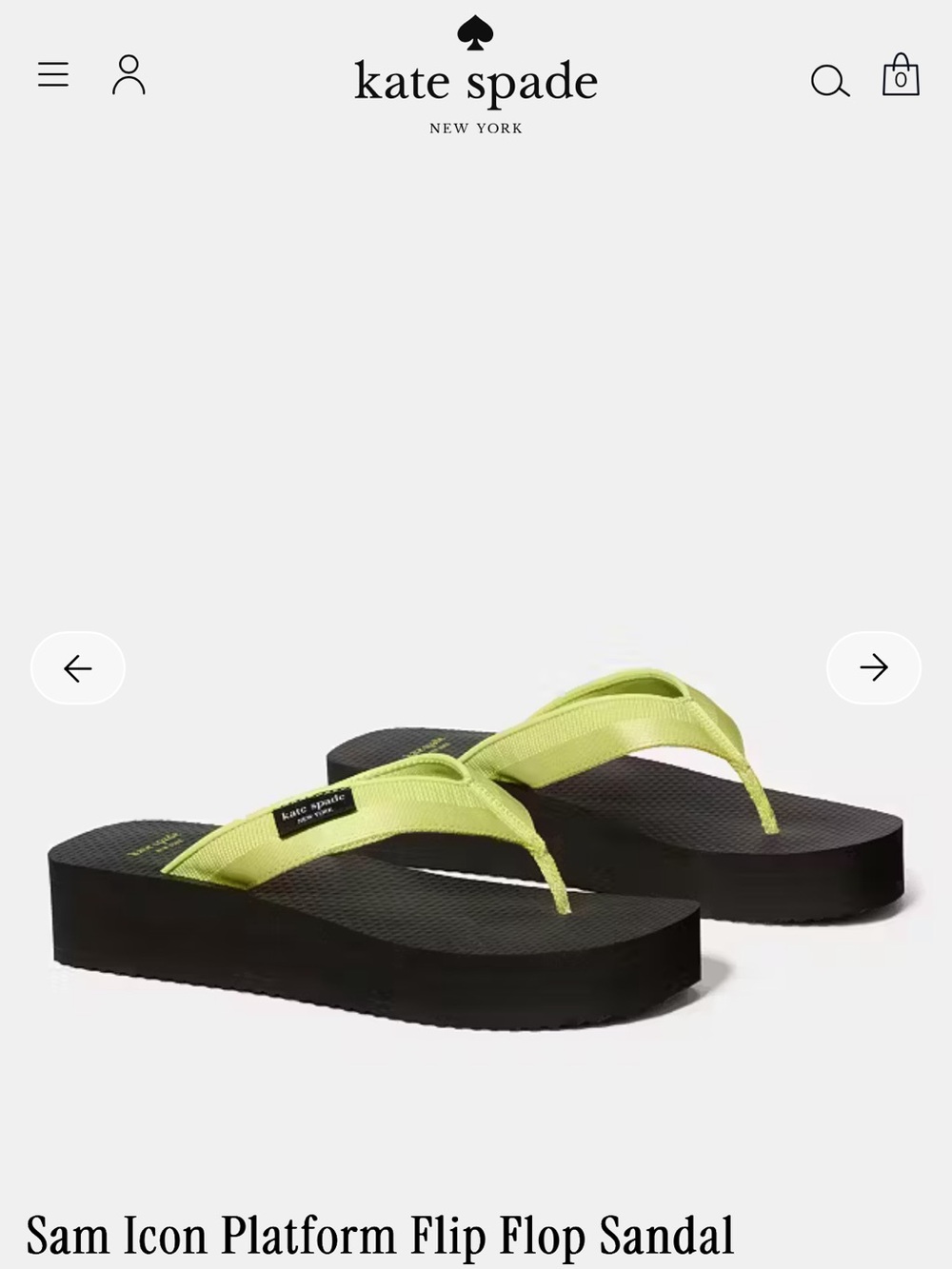 kate spade Lime Green and Black Sam Icon Platform Flip Sandals